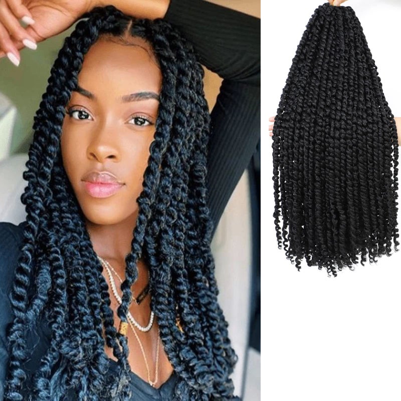 Passion Twist Hair 18 Inch Pretwisted Passion Twists Crochet Hair Prelooped Curly Crochet Hair for Black Women 7Packs1B